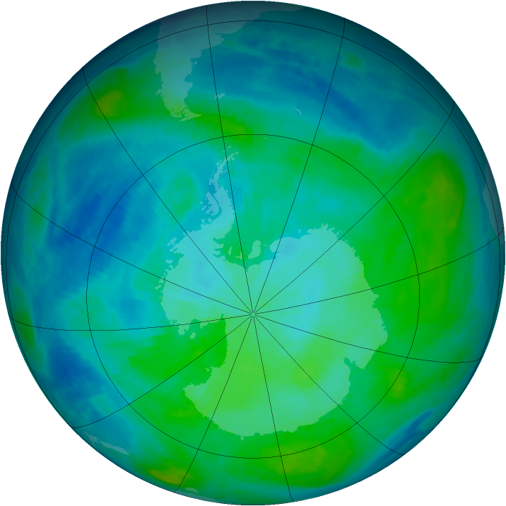 Antarctic ozone map for 22 February 1987
